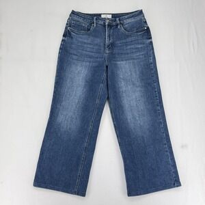 RFM Wide-Leg Jeans Womens 15/32 Blue Medium Wash High Rise Stretch Denim